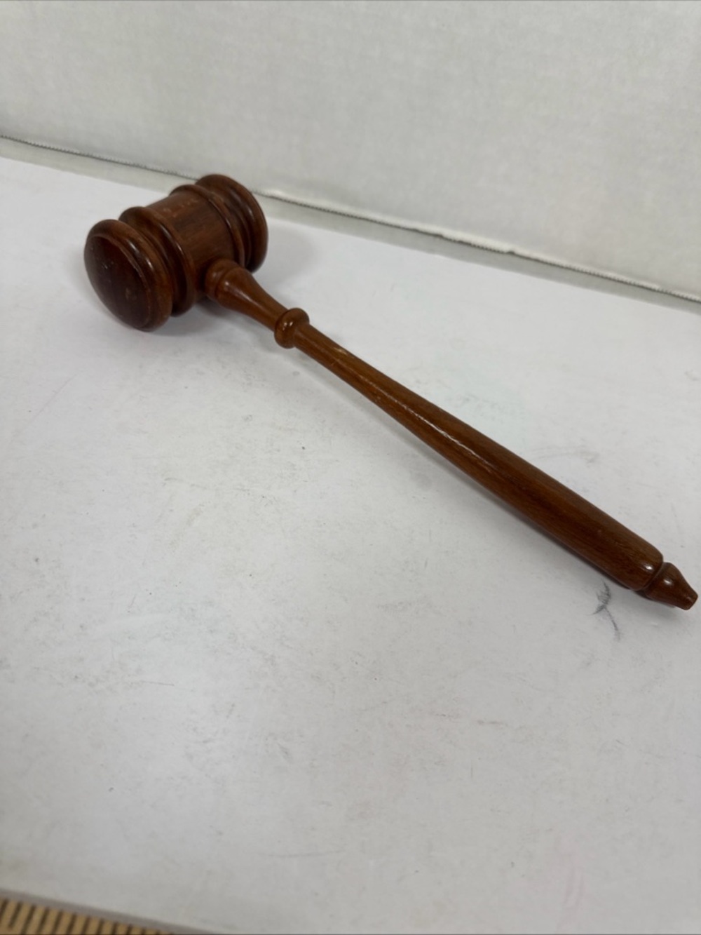 W Vintage Wood Gavel 9 Inch Long Fraternal Judge Lawyer Auctioneer USA